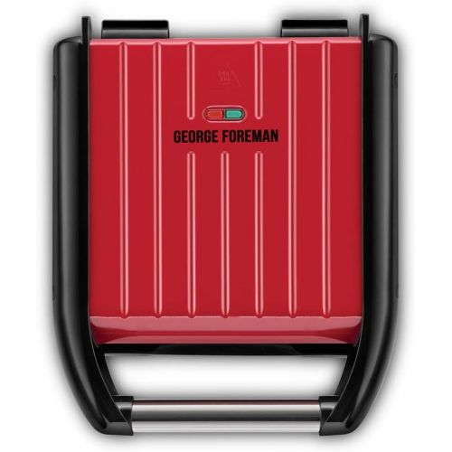  George Foreman 25030-56 Fitnessgrill Steel Compact, Kontaktgrill, Panini- und Sandwichgrill, 24 x 17 cm grosse Grillflache fuer bis zu 3 Portionen, rot