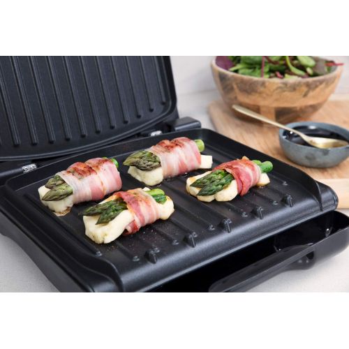  George Foreman 25030-56 Fitnessgrill Steel Compact, Kontaktgrill, Panini- und Sandwichgrill, 24 x 17 cm grosse Grillflache fuer bis zu 3 Portionen, rot