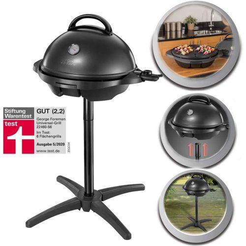  George Foreman 22460-56 Stand- & Tischgrill 2-in-1, Universal-Grill fuer Innen- und Aussennutzung, Ø 44,5cm, aussenliegendes Thermometer, 2400 Watt, schwarz