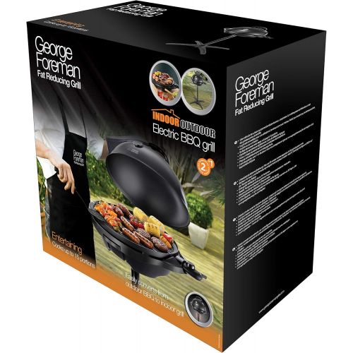  George Foreman 22460-56 Stand- & Tischgrill 2-in-1, Universal-Grill fuer Innen- und Aussennutzung, Ø 44,5cm, aussenliegendes Thermometer, 2400 Watt, schwarz