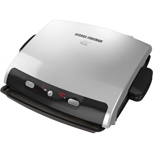  George Foreman 6-Serving Removable Plate Grill and Panini Press, Silver, GRP99,Silver and Black