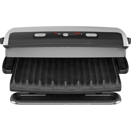  George Foreman 6-Serving Removable Plate Grill and Panini Press, Silver, GRP99,Silver and Black