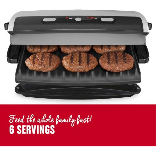  George Foreman 6-Serving Removable Plate Grill and Panini Press, Silver, GRP99,Silver and Black