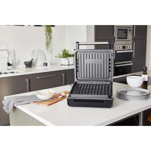  [아마존베스트]George Foreman Smokeless Contact Grill (87% Less Smoke, Removable & Dishwasher Safe Grill Plates, 200°C Grill Temperature, Stainless Steel Housing) Table Grill, Panini Maker, Sandw