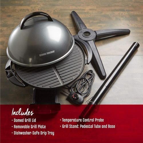  George Foreman 240 Nonstick Removable Stand IndoorOutdoor Electric Grill