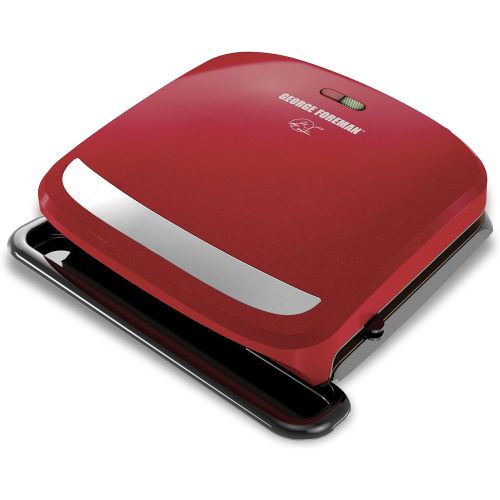  George Foreman 4-Serving Removable Plate Grill and Panini Press, Red, GRP360R