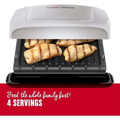  George Foreman 4-Serving Removable Plate Grill and Panini Press, Red, GRP360R