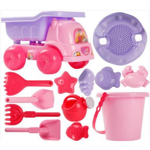  George Jimmy 13 Pieces Children Beach Toys Set Sand Toys Shovel Tools Sandbox Accessories Pink