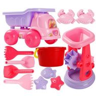 George Jimmy 12 Pieces Children Beach Toys Set Sand Toys Shovel Tools Sandbox Accessories Pink