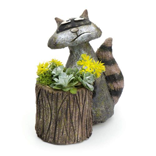  Georgetown Scraps Raccoon Planter, by Blobhouse, Decorative Planter w/Drain Hole Statue for Home Outdoor Garden Lawn & Indoor Art Accent Sculpture