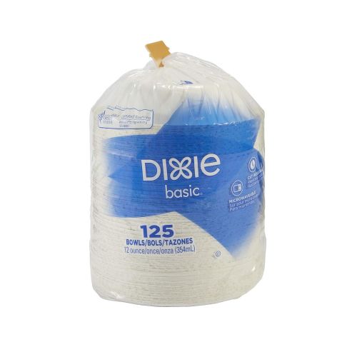  Dixie Basic 12oz. Light-Weight Disposable Paper Bowls by GP PRO (Georgia-Pacific), White, DBB12W, 1000 Count (125 Bowls Per Pack, 8 Packs Per Case)