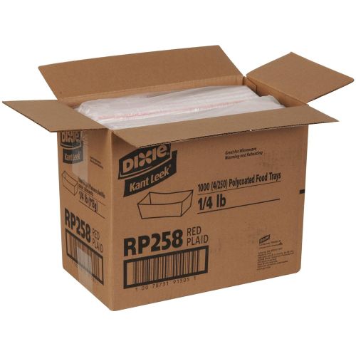  Dixie .5 Lb Polycoated Paper Food Tray by GP PRO (Georgia-Pacific), Kant Leek, Red Plaid, RP50, 1,000 Count (250 Trays Per Pack, 4 Packs Per Case): Kitchen & Dining