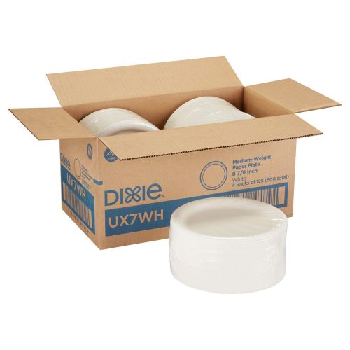  Dixie Ultra 7 Medium-Weight Paper Plate by GP PRO (Georgia-Pacific), White, UX7WH, 500 Count (125 Plates Per Pack, 4 Packs Per Case)