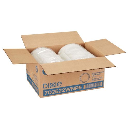  Dixie 6in Light-Weight Paper Plates by GP PRO (Georgia-Pacific), White, 702622WNP6, 1,000 Count (500 Plates Per Pack, 2 Packs Per Case)