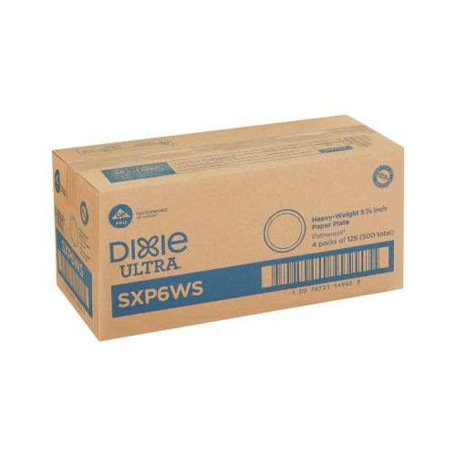 Dixie Ultra Heavy-Weight 6 Paper Plate by GP PRO (Georgia-Pacific), Pathways, SXP6WS, 125 Plates Per Pack, 4 Packs Per Case