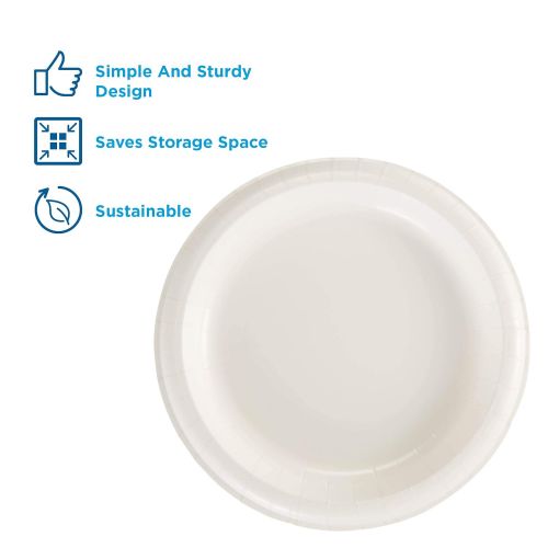  Dixie Basic 9” Light-Weight Paper Plates by GP PRO (Georgia-Pacific), White, DBP09W, 500 Count (125 Plates Per Pack, 4 Packs Per Case)