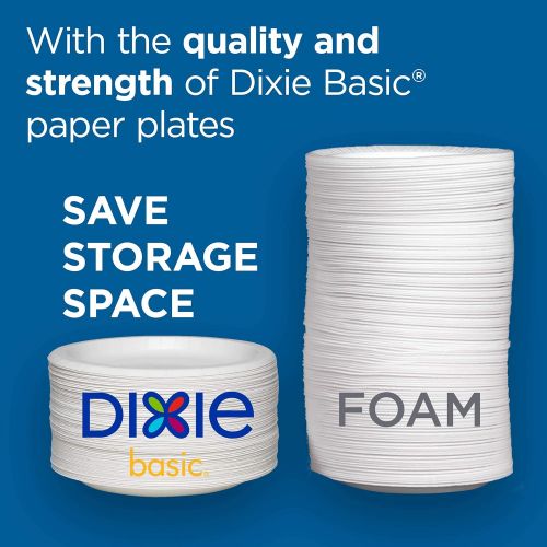  Dixie Basic 9” Light-Weight Paper Plates by GP PRO (Georgia-Pacific), White, DBP09W, 500 Count (125 Plates Per Pack, 4 Packs Per Case)