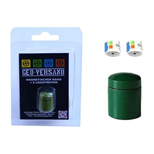  [아마존베스트]Geo-versand Top OfferSilver/GreenBlack Magnetic Nano with 3Log Geocaching Hide, Container, Box, Hide, Waterproof Micro