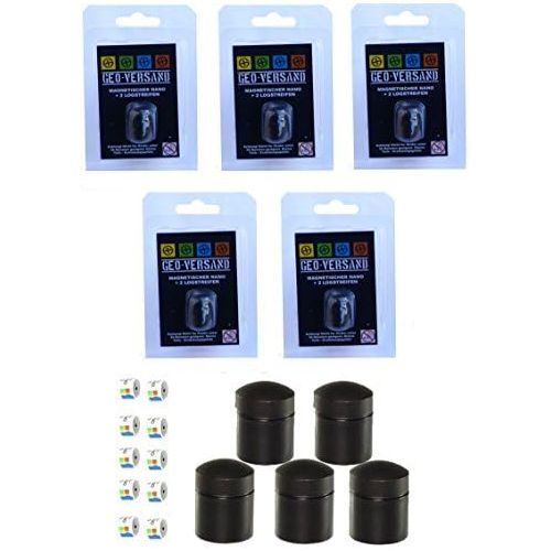  [아마존베스트]Geo-versand Great Offer 5x Nano Nano Neodymium Magnetic Black 10Waterproof Log Strips, Geomate Geocaching Container, Micro, Nanos