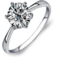 [아마존베스트]GerTong 1 PCS Luxury Womens Ring Elegant S925 Sterling Silver Round Zircon Crystal Sparkly Rings Anniversary Engagement Ring Jewelry Gifts for Women Lady Girls Size Size 6#