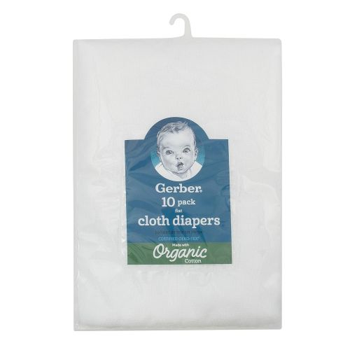  [아마존베스트]Gerber 10 Pack Organic Flatfold Birdseye Diaper