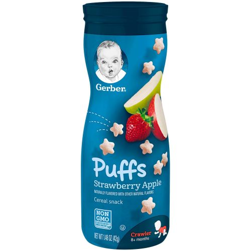  [아마존베스트]Gerber Puffs Cereal Snack, Banana & Strawberry Apple, 8 Count