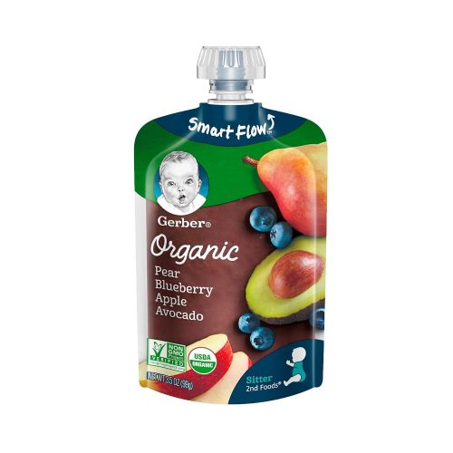  [아마존베스트]Gerber Purees Organic 2nd Foods Baby Food Fruit & Veggie Variety Pack, 3.5 Ounces Each, 18 Count