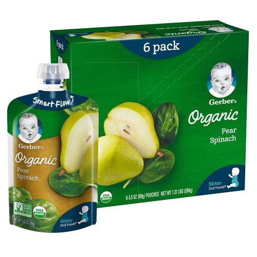  [아마존베스트]Gerber Purees Organic 2nd Foods Baby Food Fruit & Veggie Variety Pack, 3.5 Ounces Each, 18 Count