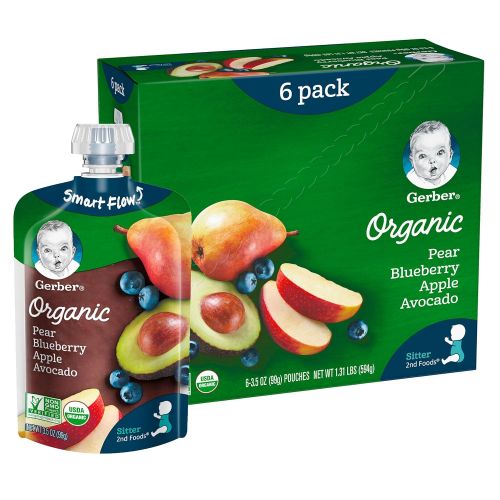  [아마존베스트]Gerber Purees Organic 2nd Foods Baby Food Fruit & Veggie Variety Pack, 3.5 Ounces Each, 18 Count
