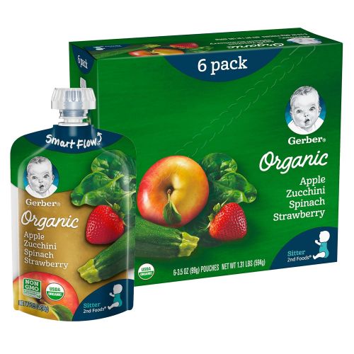  [아마존베스트]Gerber Purees Organic 2nd Foods Baby Food Fruit & Veggie Variety Pack, 3.5 Ounces Each, 18 Count