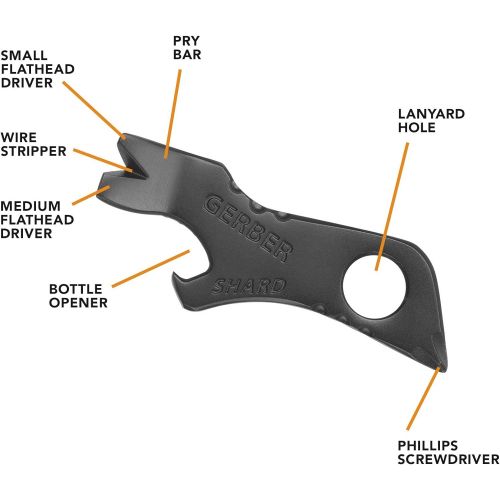  [아마존베스트]Gerber 7-in-1 Airline-Safe Stainless Steel Shard Solid State Keychain Tool with Titanium Nitride Coating - Black (22-01769)