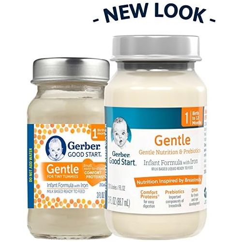  [아마존베스트]Gerber Good Start Gentle Non-GMO Ready to Feed Infant Formula Nursers Stage 1, 3 Ounces (Pack of 48)