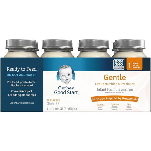  [아마존베스트]Gerber Good Start Gentle Non-GMO Ready to Feed Infant Formula Nursers Stage 1, 3 Ounces (Pack of 48)