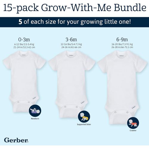  [아마존베스트]GERBER 5-pack or 15 Multi Size Organic Short Sleeve Onesies Bodysuits