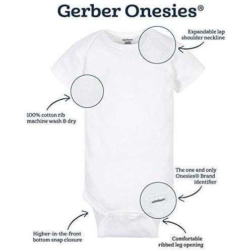  [아마존베스트]GERBER 5-pack or 15 Multi Size Organic Short Sleeve Onesies Bodysuits