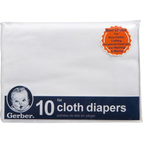  Gerber Birdseye Flatfold Cloth Diapers, White, 10 Count