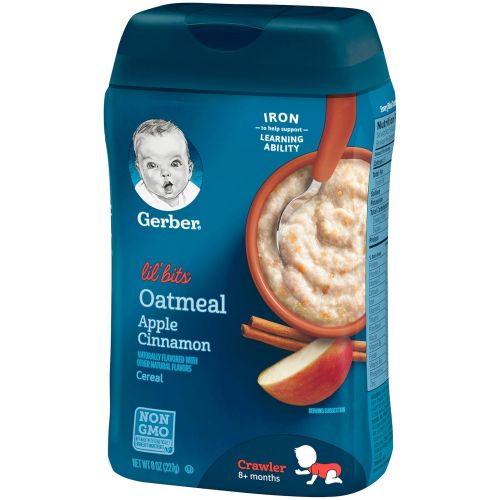  Gerber Baby Cereal, Lil Bits Oatmeal Apple Cinnamon, 8 Ounce (Pack of 6)