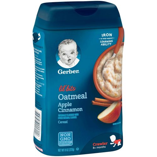 Gerber Baby Cereal, Lil Bits Oatmeal Apple Cinnamon, 8 Ounce (Pack of 6)