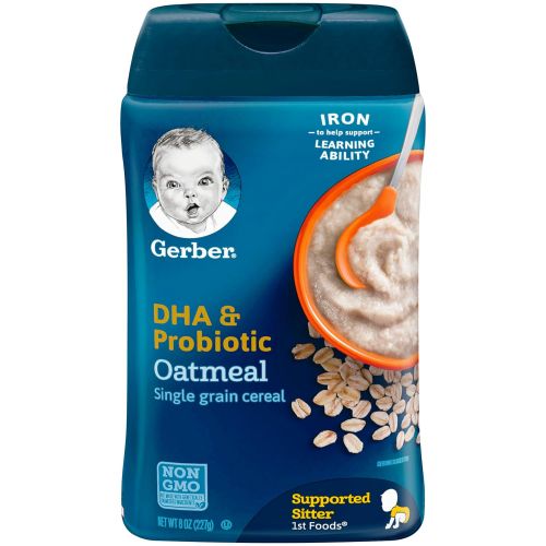  Gerber Baby Cereal DHA & Probiotic Oatmeal Baby Cereal, 8 Ounces (Pack of 6)