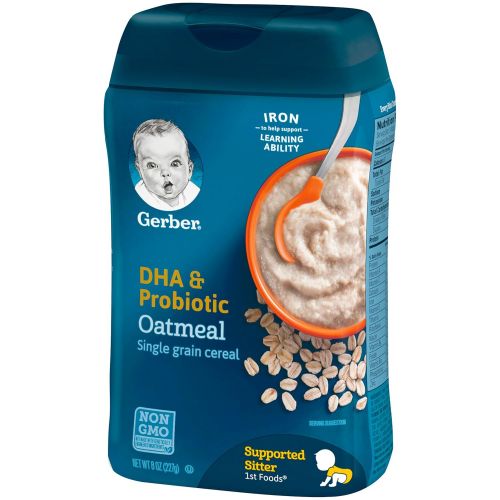  Gerber Baby Cereal DHA & Probiotic Oatmeal Baby Cereal, 8 Ounces (Pack of 6)