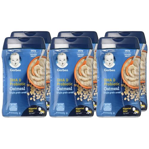  Gerber Baby Cereal DHA & Probiotic Oatmeal Baby Cereal, 8 Ounces (Pack of 6)