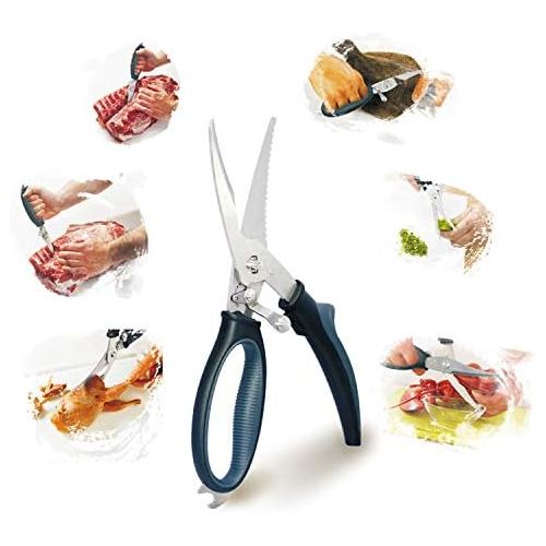  [아마존핫딜][아마존 핫딜] Gerior Spring Loaded Poultry Shears - Heavy Duty Kitchen Scissors for Cutting Chicken, Poultry, Game, Bone, Meat - Chopping Food, Herb - Stainless Steel - Multipurpose - Black