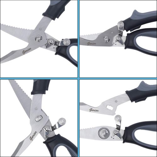  [아마존핫딜][아마존 핫딜] Gerior Spring Loaded Poultry Shears - Heavy Duty Kitchen Scissors for Cutting Chicken, Poultry, Game, Bone, Meat - Chopping Food, Herb - Stainless Steel - Multipurpose - Black