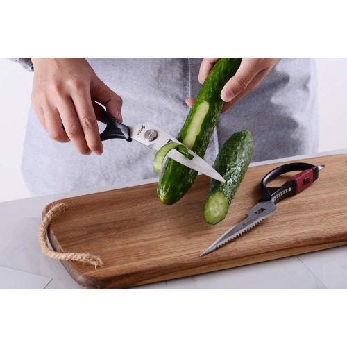  [아마존베스트]Gerior Kitchen Scissors - Heavy Duty Utility Come Apart Kitchen Shears for Chicken, Meat, Food, Vegetables - 9.25 Inch Long - Black and Red Handle