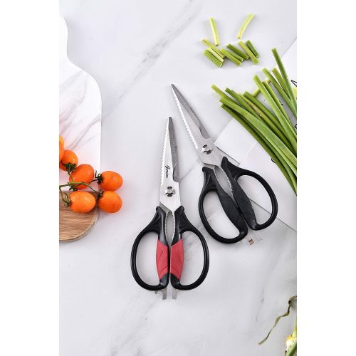  [아마존베스트]Gerior Kitchen Scissors - Heavy Duty Utility Come Apart Kitchen Shears for Chicken, Meat, Food, Vegetables - 9.25 Inch Long - Black and Red Handle