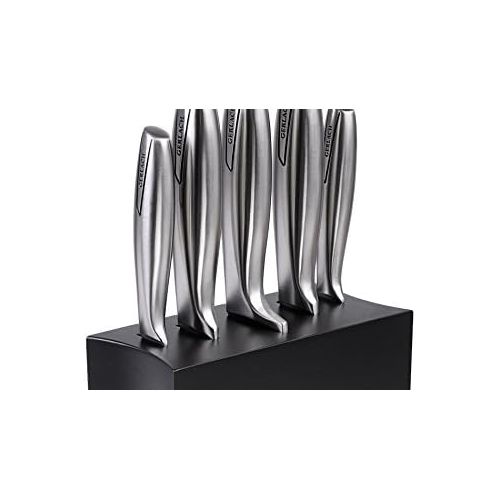  Gerlach Messersatz Im Schwarzen Block Modern, Edelstahl, Silber, 21 x 9 x 36 cm, 5-Einheiten