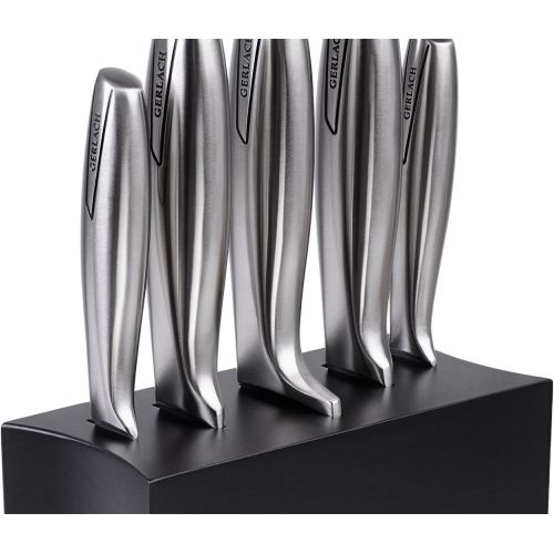  Gerlach Messersatz Im Schwarzen Block Modern, Edelstahl, Silber, 21 x 9 x 36 cm, 5-Einheiten