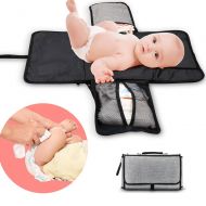 Gerleek Portable Diaper Changing Pad, Baby Changing Pad Waterproof and Foldable Baby Portable Changing Station Diaper with Pockets Lightweight Travel Home Diaper Changer Mat for In