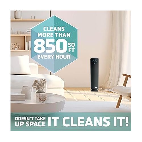  GermGuardian Air Purifier for Home, Large Rooms, H13 HEPA Filter, Removes Dust, Allergens, Smoke, Pollen, Odors, Mold, UV-C Light Helps Reduce Germs, 28 Inch, Black, AC5350B