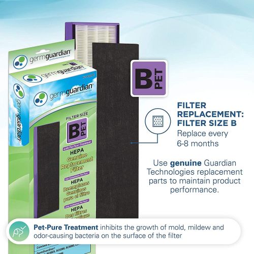 Germ Guardian AC4300BPTCA 22” 3-in-1 True HEPA Filter Air Purifier for Home and Pets, Full Rooms, UV-C Sanitizer, Filters Allergies, Smoke, Dust, Dander, Odor, 3-Yr Wty, GermGuardi